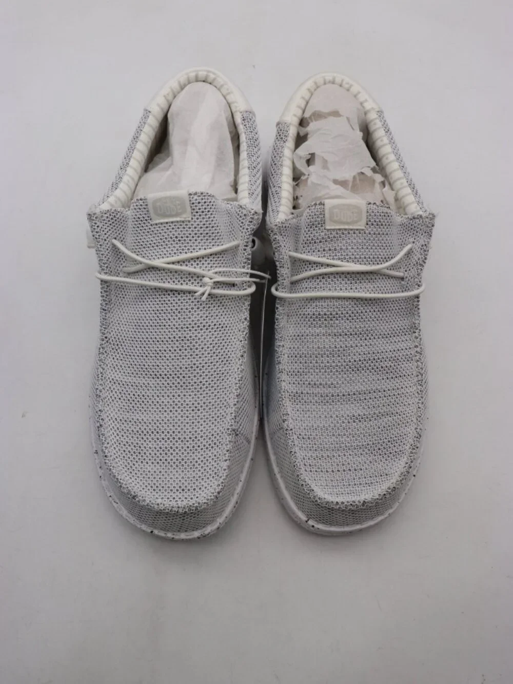 Hey Dude Wally Stretch Sox Men's Size 11 Gray White Canvas Lace-Up Casual Shoes